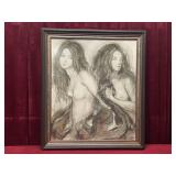 Sheldon Schoneberg "Diane" Charcoal & Pastel Print