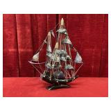 Artisan Bovine Horn Tall Ship 13"long x 17.25"tall