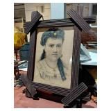 23' Civil War Era black forest frame w lithograph