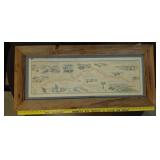 PONY EXPRESS 38' framed map UNION PACIFIC RR sign