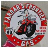 DATED 1959 Farrah's Frontier Gas station pump sign