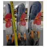 THREE large 19' wooden folk art carved roosters