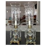 TWO 17' BACCARAT ?cut crystal boudoir lustre lamps