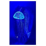 Large 6' heavy art glass paperweight w 2 jellyfish