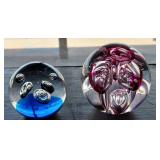 2 art glass paperweights LANGHAM UK / Murano ?