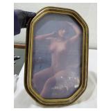 Antique bubble glass 18' picture frame w nude