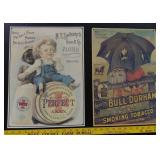 2 embossed tin signs Bull Durham & Swezey's Flour