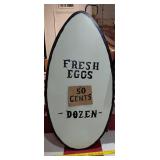42' tall FRESH EGGS hand painted wooden oval sign