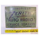 ZENITH auto radio station porcelain sign 12"