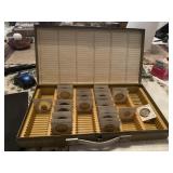 Vtg coin collectors case & 31 coins 1970s -1990s
