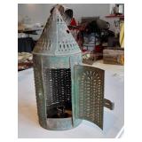 15" antique punched tin primitive lantern