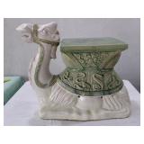 1960s majolica pottery 16" camel plant stand