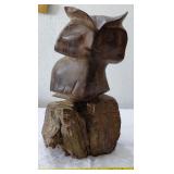 IRONWOOD 13" horned owl heavy sculpture