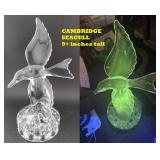 1940s CAMBRIDGE art glass 9"+ sea gull flower frog