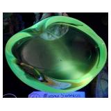 Heavy antique MURANO SOMMERSO ashtray 7"
