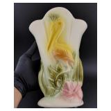 1940s HULL POTTERY flamingo hibiscus vase 9"