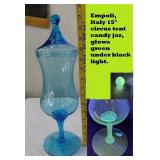 15" TALL blue EMPOLI Italy apothecary jar