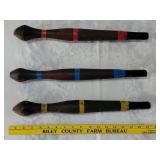 3 antique walnut wooden circus juggler
