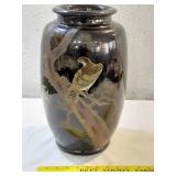 UCAGO JAPAN 1950s 15" TALL vase pheasants birds