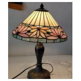 19" Tiffany style pink floral bronze finish lamp