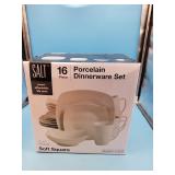 Salt porcelain dinnerware set soft square