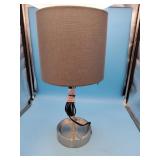 Single silver lamp with gray lamp shade