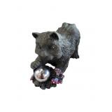 Cat Figurine with Butterflies and Mirrored Ball