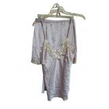 2-Piece Pink Satin Lace Trim Lounge Set