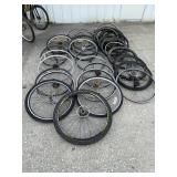 A variety of rims, all different sizes. All