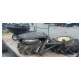HUSQVARNA HQ1000PS PULL BEHIND DUMP TRAILER FOR MOWER, PULL BEHIND LEAF HOPPER, QUICK HITCH, 5EO-15 TRACTOR TIRE WITH WHEEL (2PCS), 112-24 TRACTOR TIRE AND WHEEL