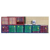 HARDWARE BIN WITH CONTENTS (9BINS) (ASSORTMENT OF PINS, FITTINGS, STUDS, ETC.)
