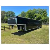 ENCLOSED BLACK GOOSENECK COOKING TRAILER