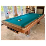 9 FOOT SLATE POOL TABLE WITH BALLS AND CUES