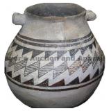 Contiguous Geometric Band Mimbres Handled Pot