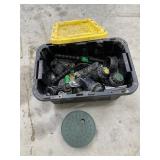 Lot of Yard Sprinkler Heads & More - With Tote