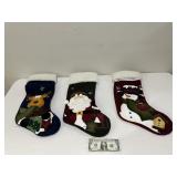 3 Stockings - Santa, Reindeer & Snowman