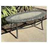 Outdoor Metal & Glass Coffee Style Table