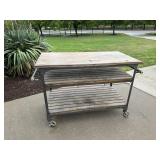 3 Tier Rolling Wood Cart