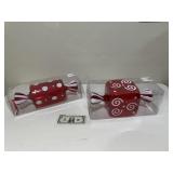 2 Red/White Candy Shaped Ornaments