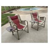 2 Natural Gear Outdoor Folding Chairs w/ Trays