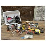 Plastic Basket Full of Hand Tools & Hardware