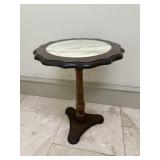 Small Wooden Side Table with Marble Top