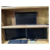 Three Dell Computer Monitors, Keyboard & Mouse
