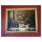 Original Oil Painting of Fruit and Basket