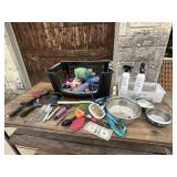 Large Lot of  Dog Care Items - Grooming, Bowls Etc