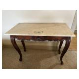 Very Nice Wood Table With Marble Top