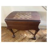 Wooden Gaming Chess/Checkers Table W/ Chess Pieces