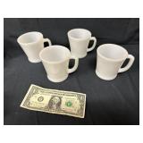 4 Vintage Fire-King White Mugs