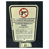 'No Unauthorized Weapons' Metal Sign