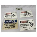 Lot of 4 Metal Signs. 3 Danger and One Notice Sign